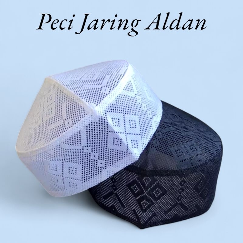 Peci Kopiah Aldan Jaring Putih & Hitam / Peci Jaring Pria / Kopiah Haji / Peci Sholat Anak Laki Laki