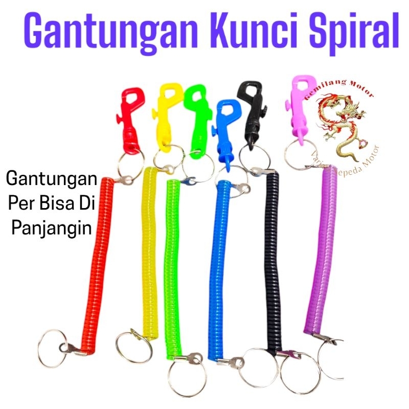 Gantungan Spiral Gantungan Kunci Motor Tali Spiral Karet atau Per Elastis