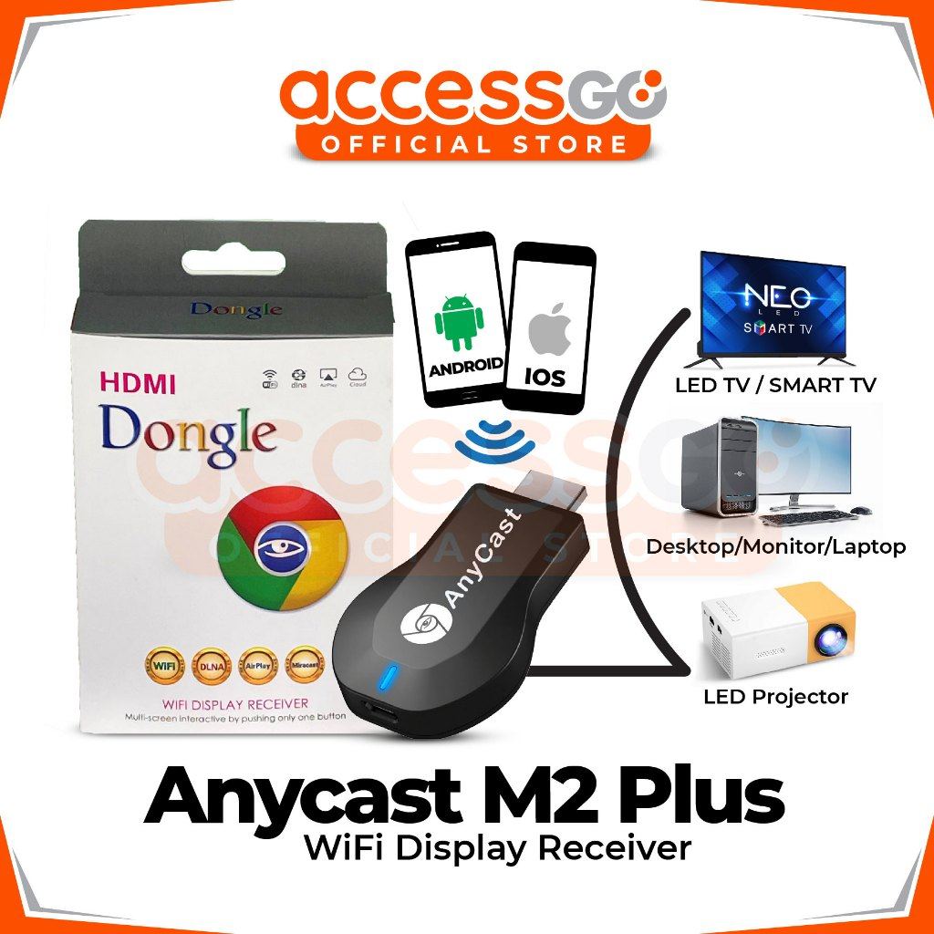 roseidstore ANYCAST M2 PLUS Dongle HDMI Alat Penghubung HP Mirroring ke Proyektor TV Monitor PC