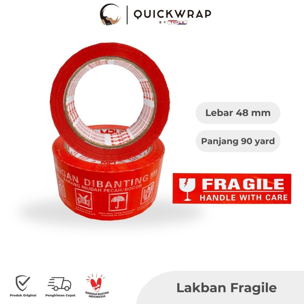 

Lakban Fragile 90 Yard - Lebar 44 mm | Perekat Kuat untuk Packing Aman