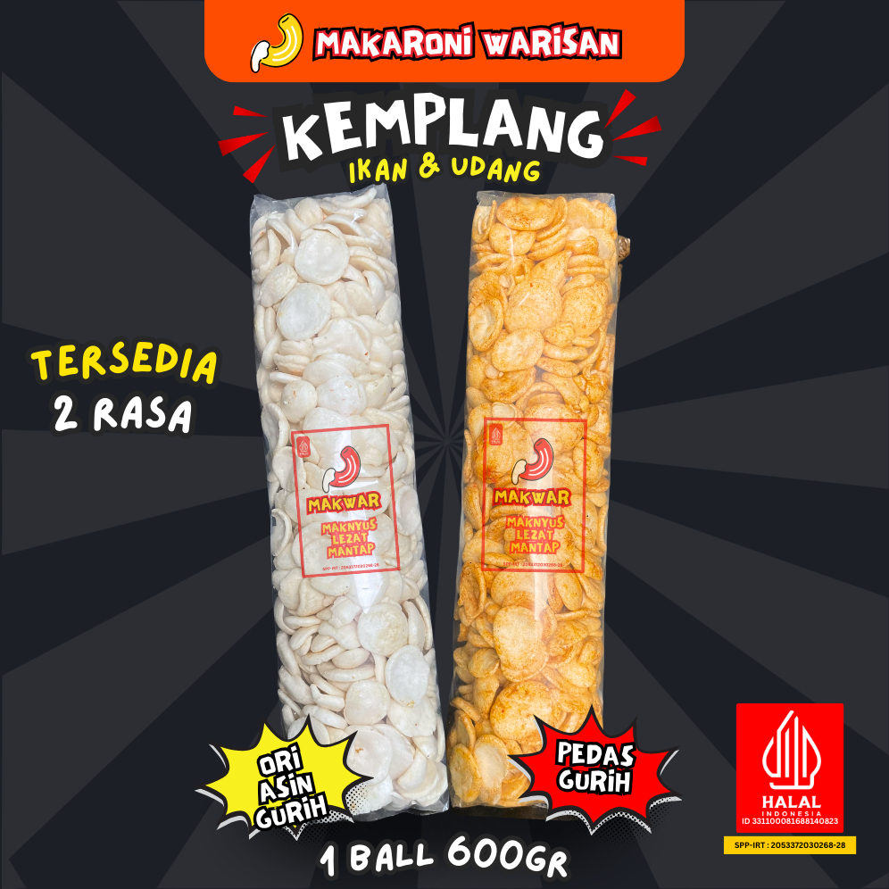 

(1BALL) KERUPUK KEMPLANG IKAN KOIN KEMPLANG PALEMBANG (600gr), Makanan Ringan Krupuk Cemilan Murah halal