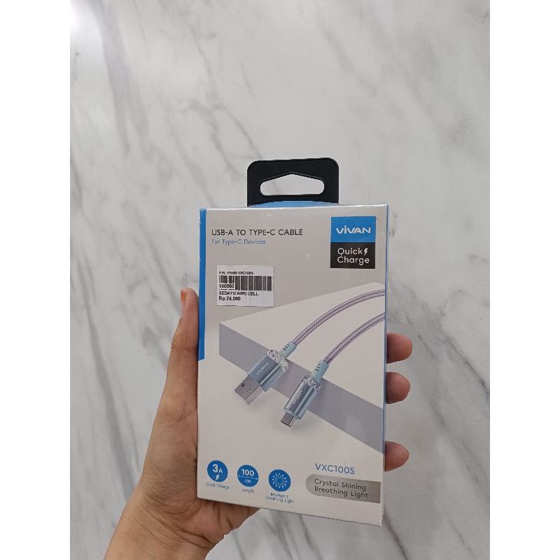 VIVAN KABELDATA TYPE-C VXC100S 3A FASTCHARGING ORIGINAL VIVAN