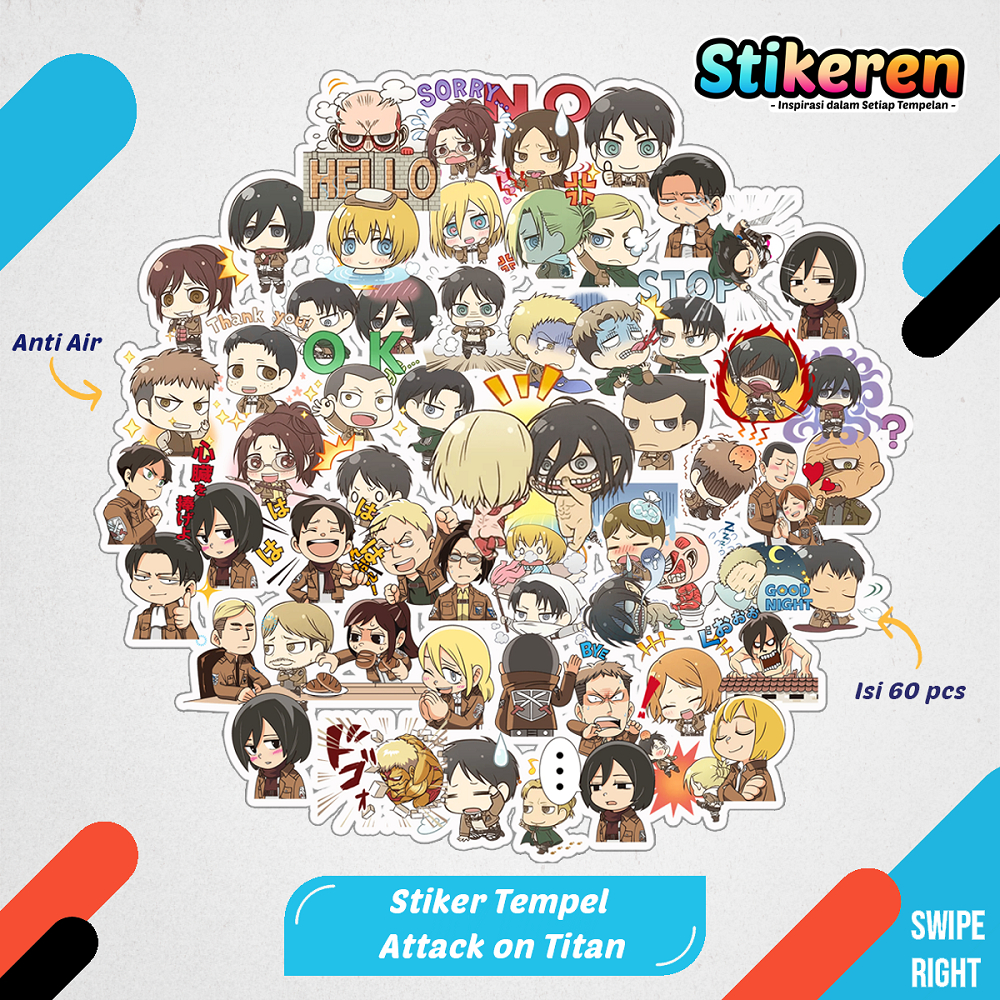 

Stiker Attack on Titan Anime Kartun Film Paper Vinyl Dekorasi Laptop Koper Tumbler Kulkas DIY