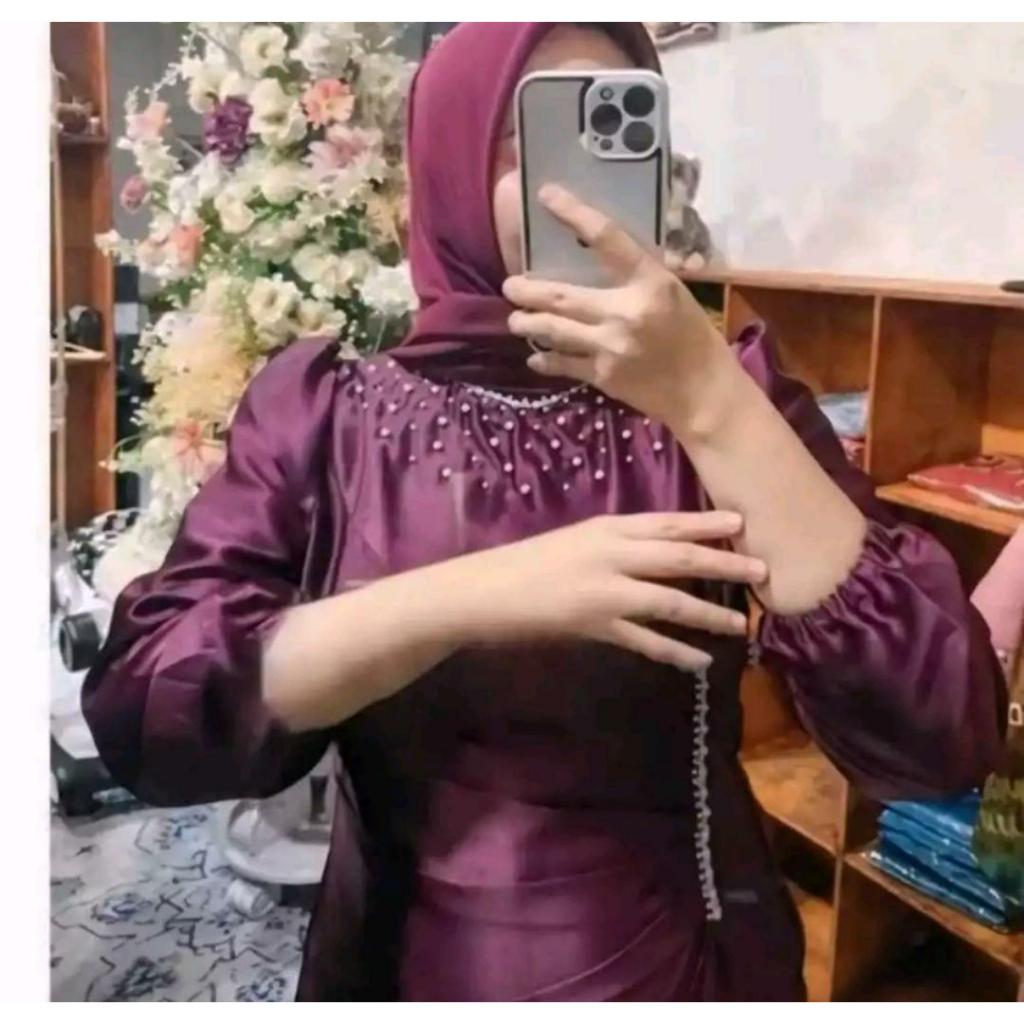 {ADA JUMBO} - PROMO TERMURAH ina Dress Kondangan Viral Dress Pesta Bridesmaid Gamis Satin Model Duyu