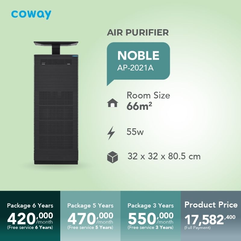 Coway Air Purifier NOBLE AP-2021A 4D HEPA Paket Filter dan service 72 bln
