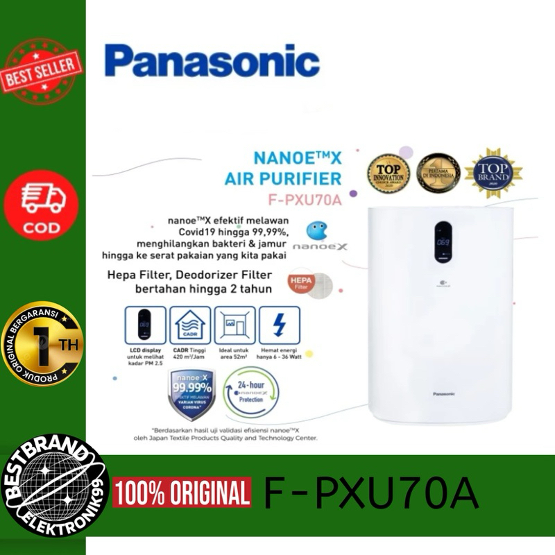 Purifier Udara Panasonic F-PXU70A - Penyaring HEPA & Deodorizing