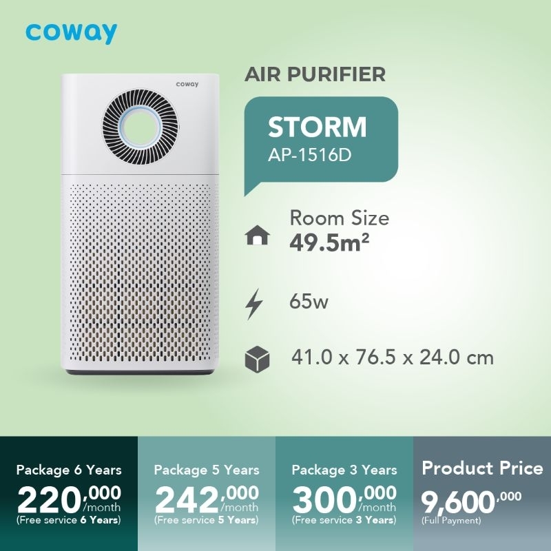 Coway Air Purifier STROM AP-1516D Paket Filter dan Service 60 Bln