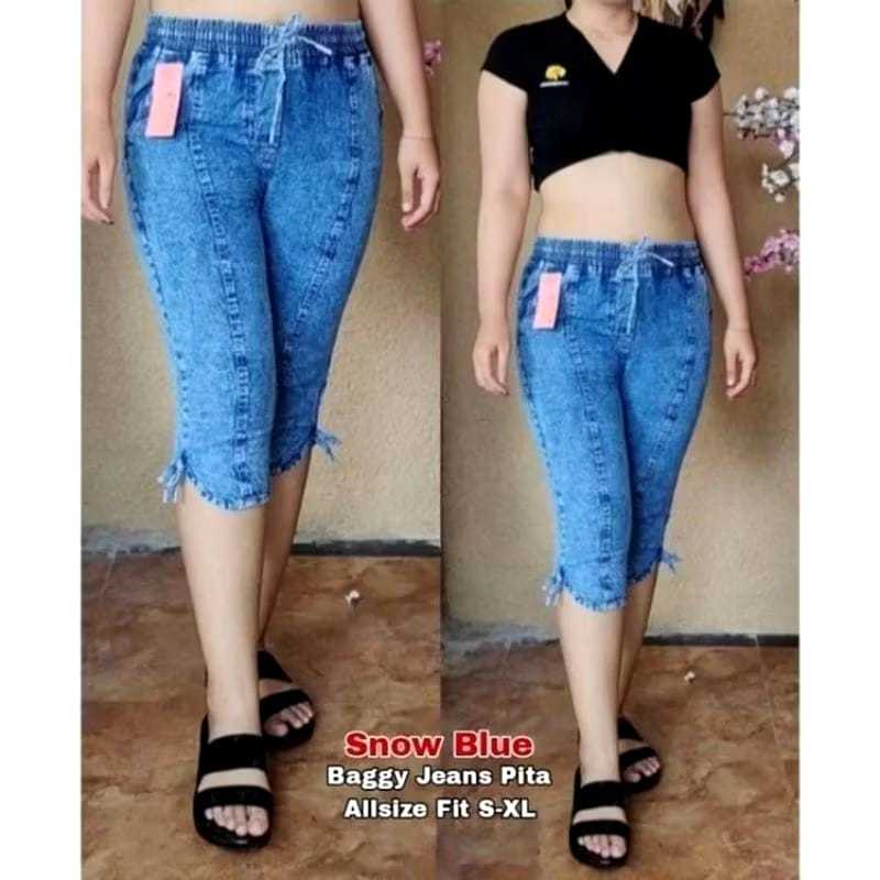 Gemini Pants Celana Baggy Boyfriend Pendek 7/9 Jeans Denim Wanita