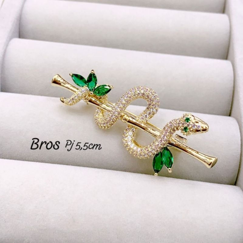 Bros import Bros ular Mata kilau cantik untuk hiasan baju di dada kualitas Import Peniti Baju Import