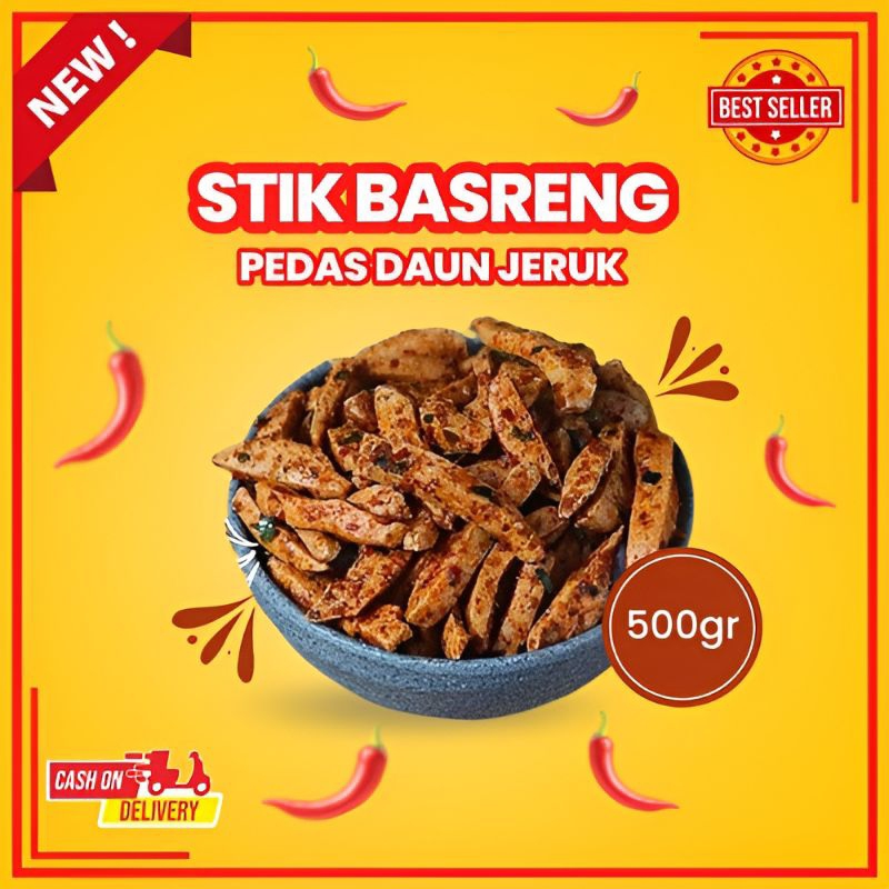 

basreng viral 500 gram / basreng stik pedas daun jeruk cabe asli