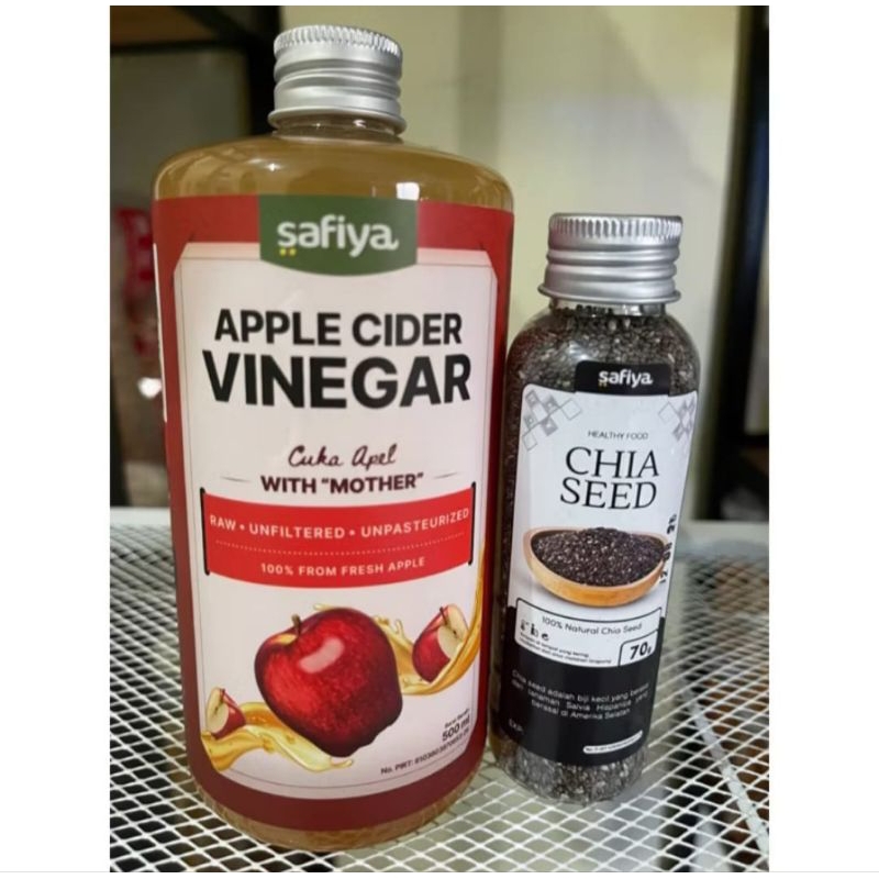 

PAKET DETOX TUBUH CUKA APEL 500 ML BY SAFIYA || PLUS CHIASEED 70 GR