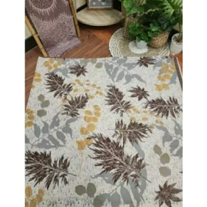TERLARIS KAIN BATIK LAWEYAN SOLO DAUN AKAR GEDE ECOPRINT PUTIH COKLAT