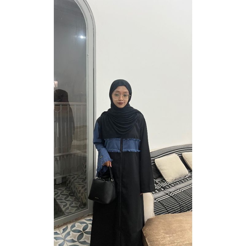 ABAYA SUTUR_LUMAYAN WOLFIS TANGAN SEBELAH KOMBINASI MADINAH/ABAYA TERBARU/ABAYA IDUL FITRI/ABAYA TAR