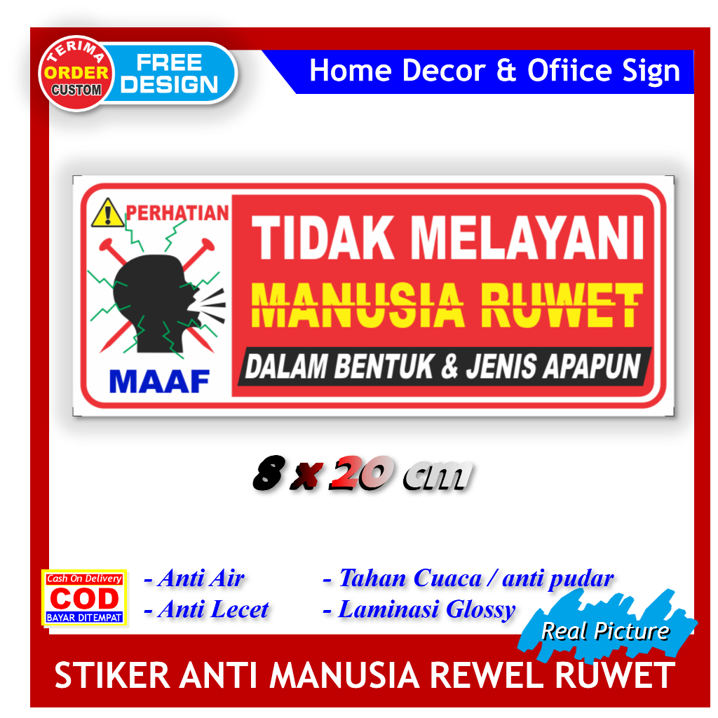 

Stiker tidak melayani manusia ruwet rewel anti ribut sticker kenyamanan keamanan anti ribut tenang