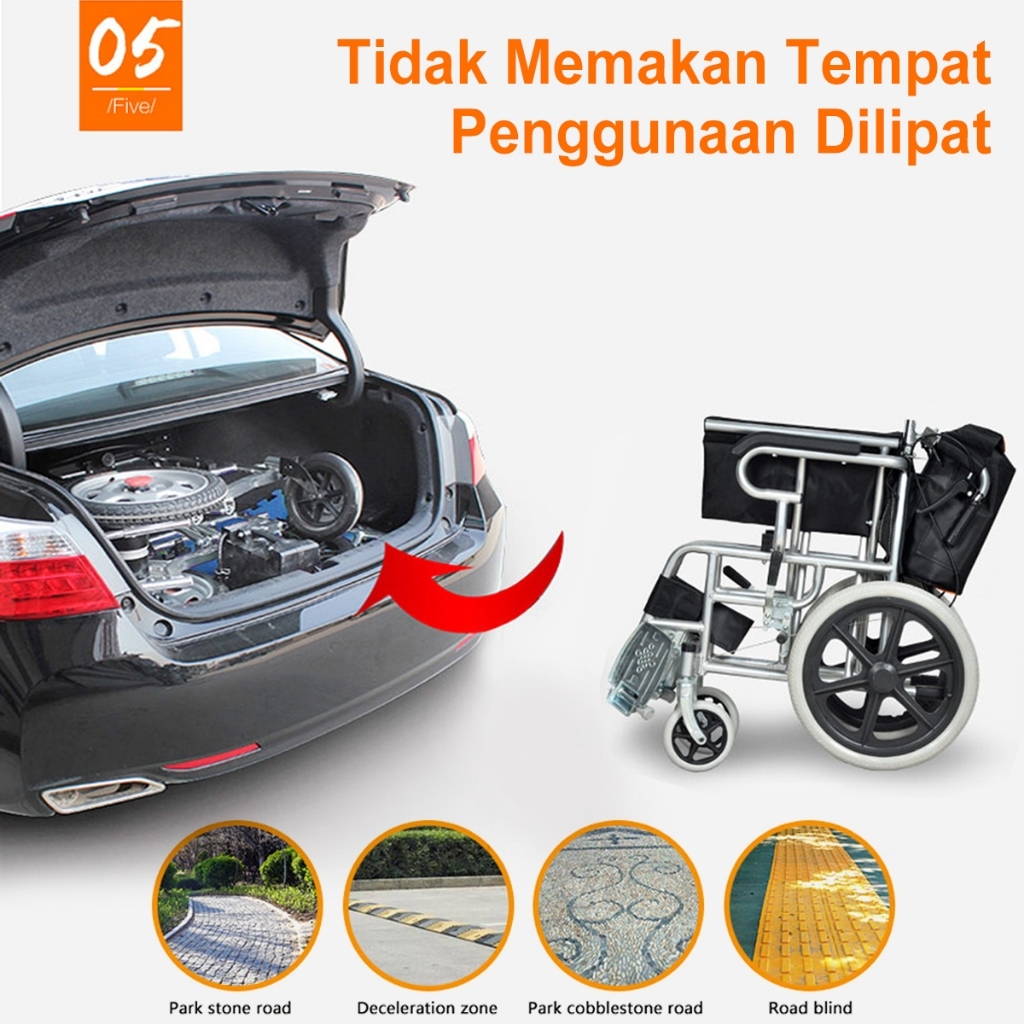 Kursi roda rumah sakit / kursi roda lipat portabel / kursi roda lansia / kursi roda dorong tangan /