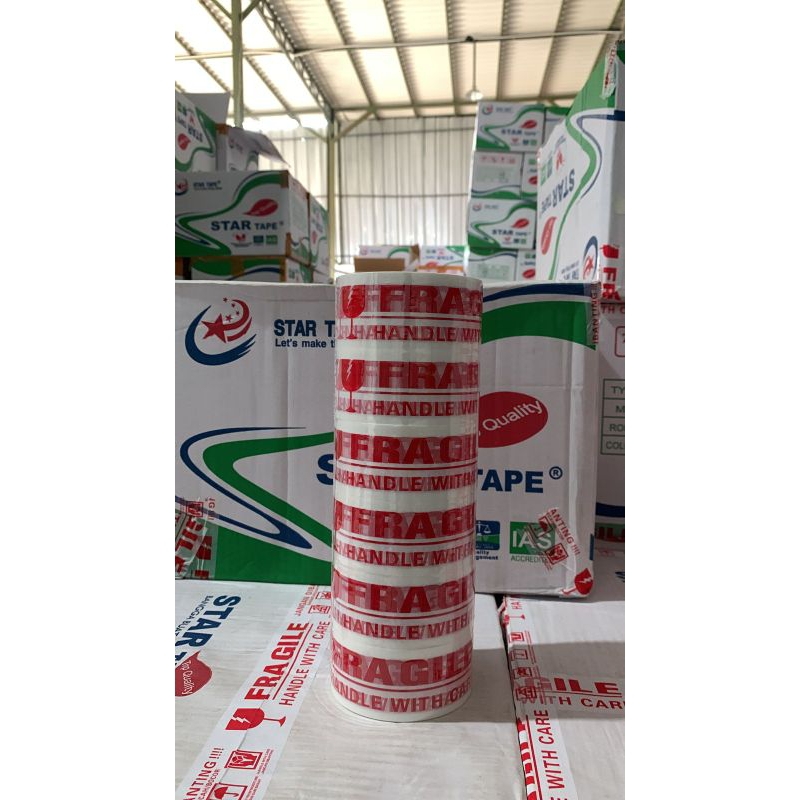 

(6 PCS) LAKBAN FRAGILE MERAH, PUTIH & MERAH PUTIH 2inch (48MM x 100Y) OPP/Isolasi Fragile Video