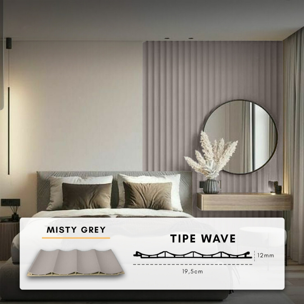 WPC WAVE Wood Wall Panel 1.5M Fluted Short Wide Wave Round Dekor Dinding Rumah Kantor Cafe Klinik