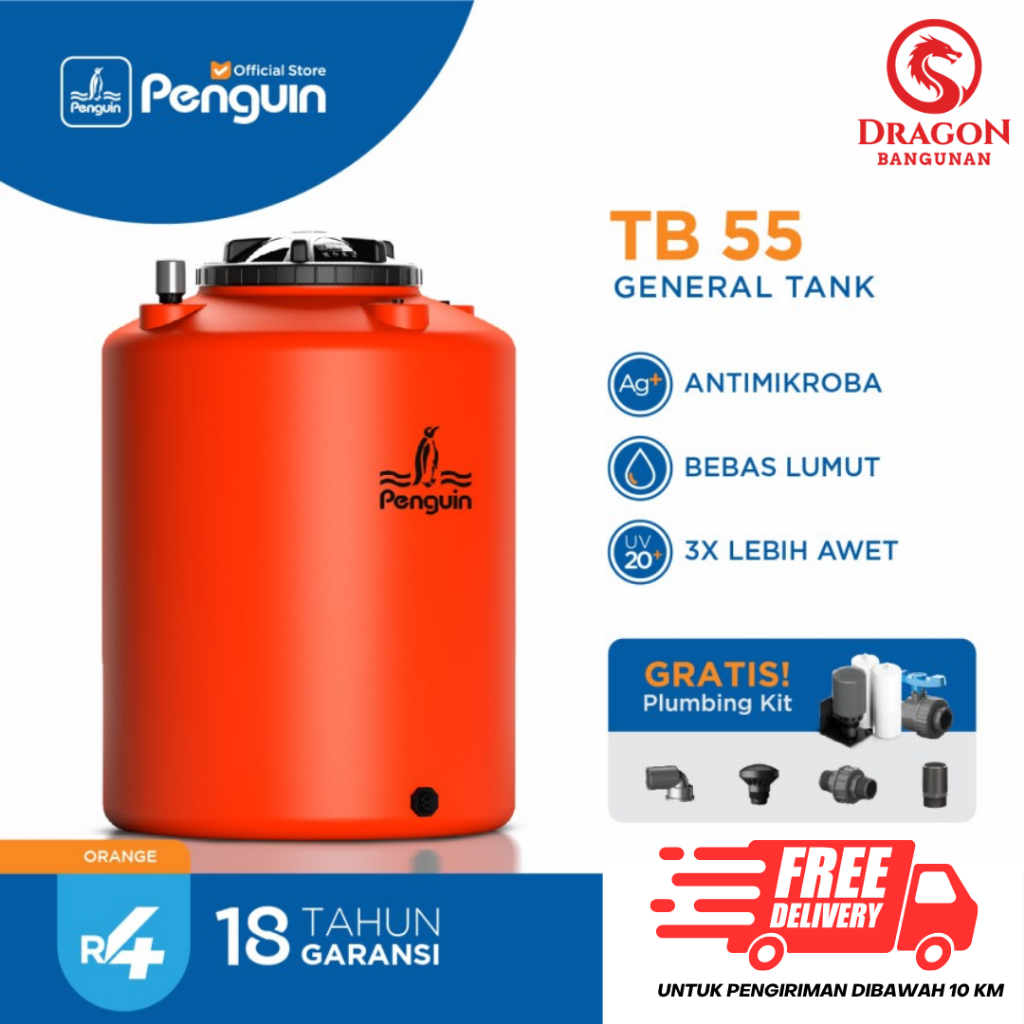 Penguin TB 55 Orange / Toren Penguin 500 Liter / Tangki Air Penguin 500 Liter
