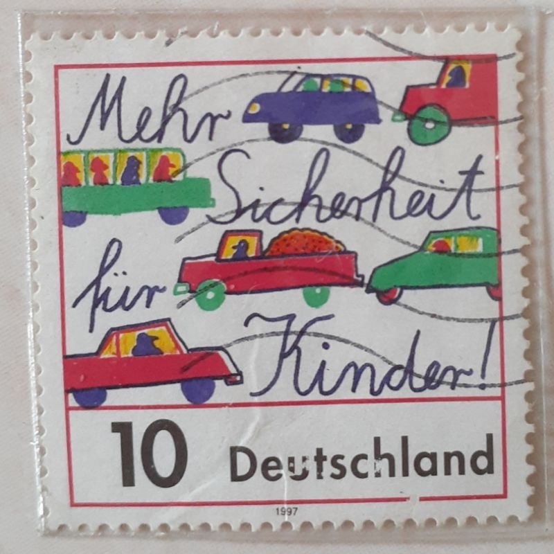 

(J2) Perangko Jerman Child's Drawing of Road Traffic (More Safety Children (Road Safety Campaign)) Tahun 1997