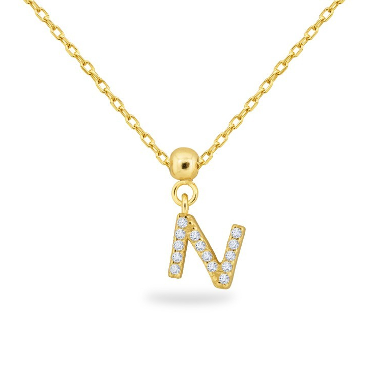 Dear Me - Sliding Letter Necklace N-Z (925 Sterling Silver with 18K Gold Plating) Kalung Huruf Perak