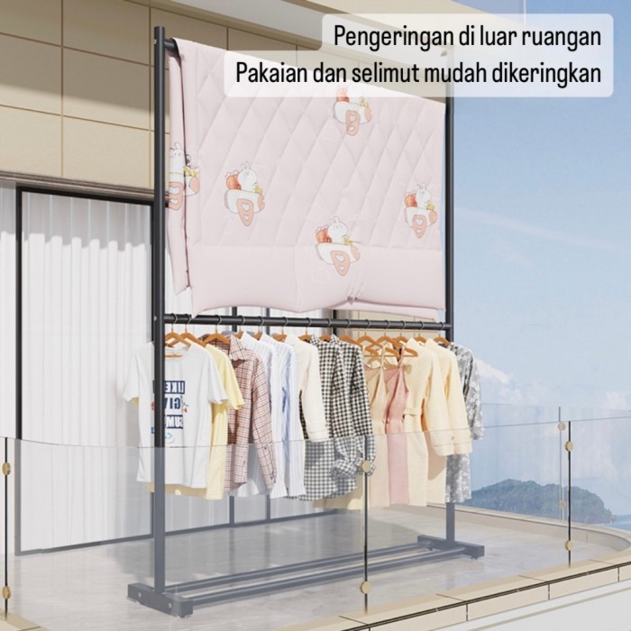 Gantungan Baju Besi Berdiri / Stand Hanger Pakaian Kokoh / Rak Jemuran Baju Bahan Besi Kokoh / Rak G