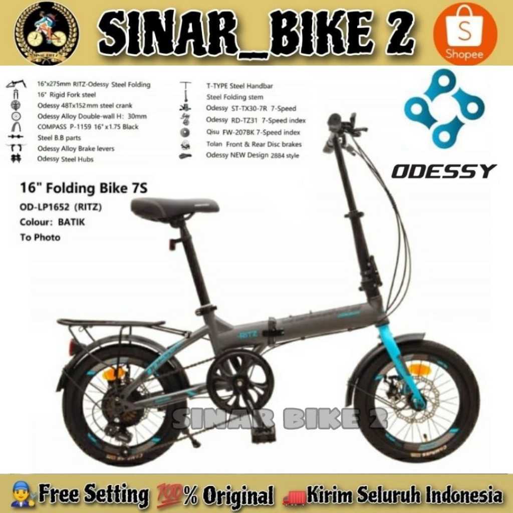 Sepeda Lipat ODESSY  16 52 RITZ 7 Speed Bagasi boncengan