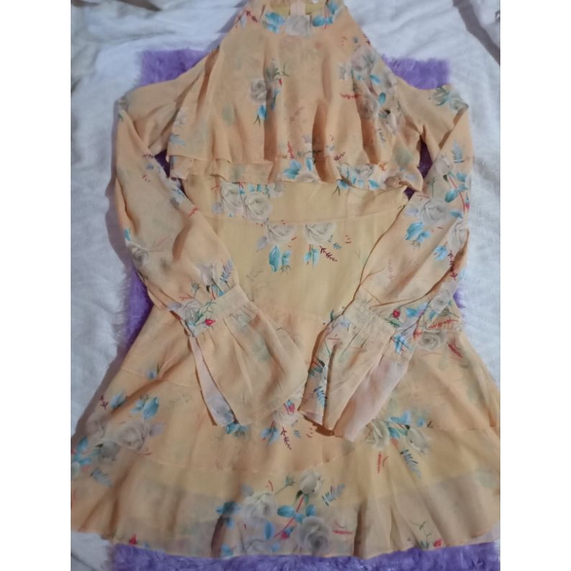 pastel yellow Sabrina ruffle dress