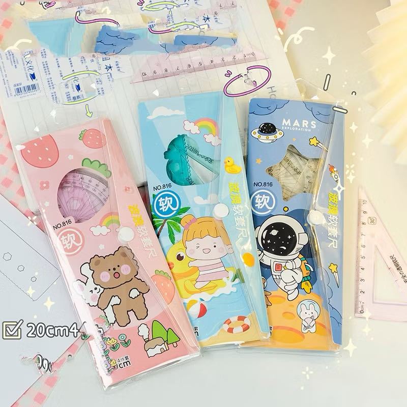 

Kapuas Penggaris Plastik Lucu Anak 1 Set 4 Model Station Transparan Ruler RL01