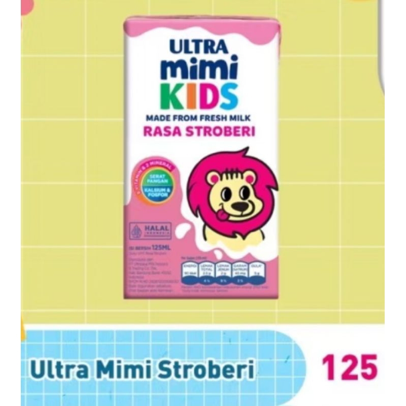 

ULTRA Mimi Kids Susu Kotak Stroberi 125ml PER PCS / 3 PCS