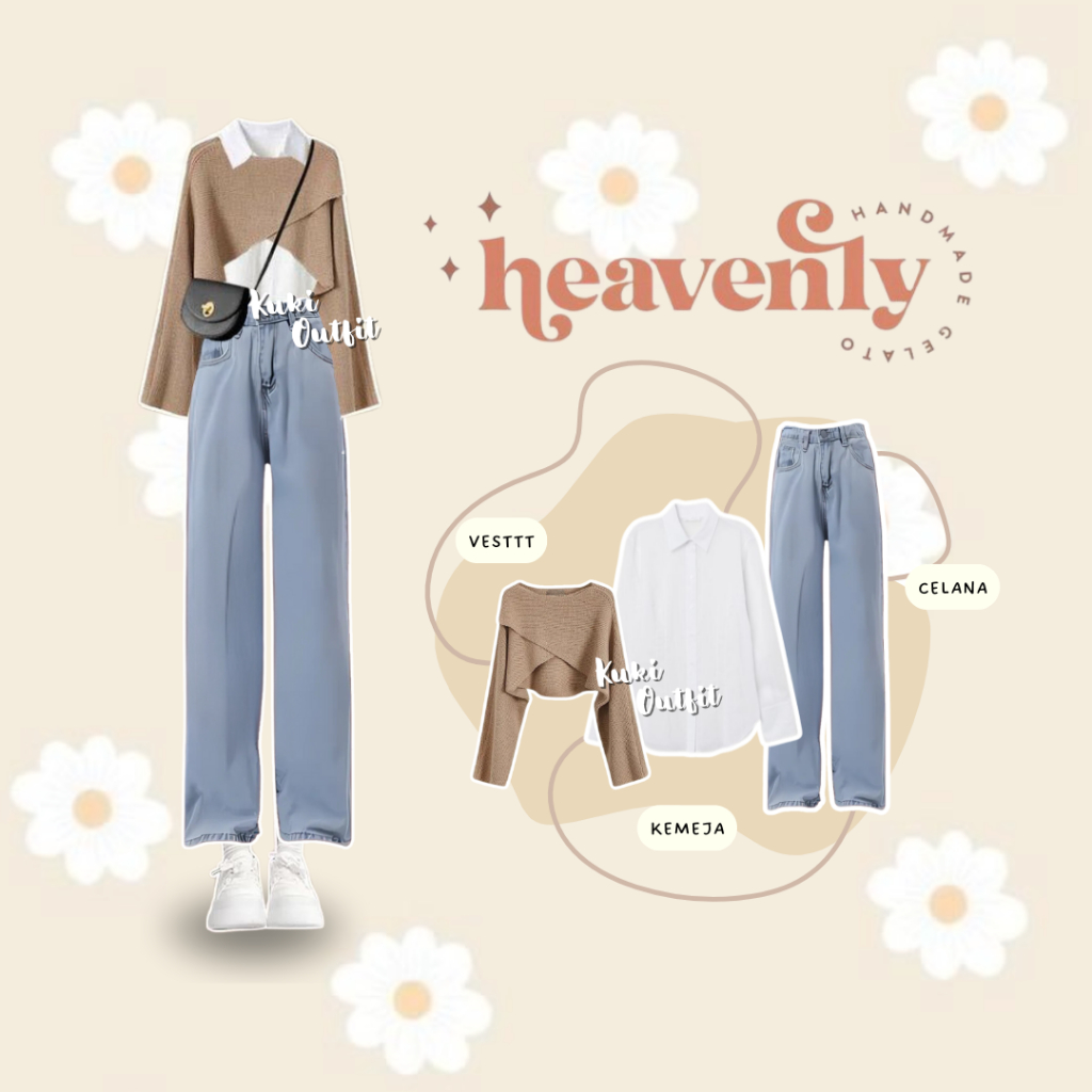 Setelan Wanita Hijab Jeans Vest OOTD Kekinian terbaru Outfit Lebaran OOTD Hijab Korean Style - KA05