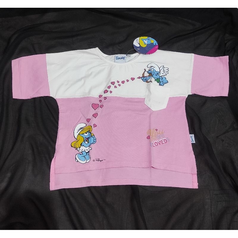 Kaos anak perempuan Smurf
