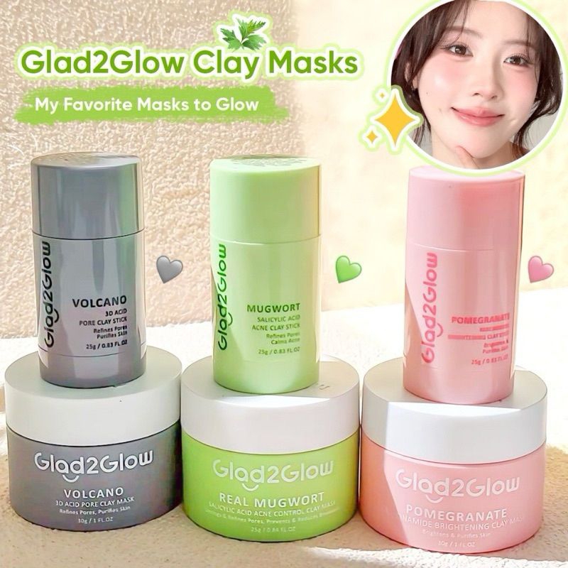 Glad2glow Clay Mask - Glad2glow Clay Stick Mask Niacinamide Mugwort V...