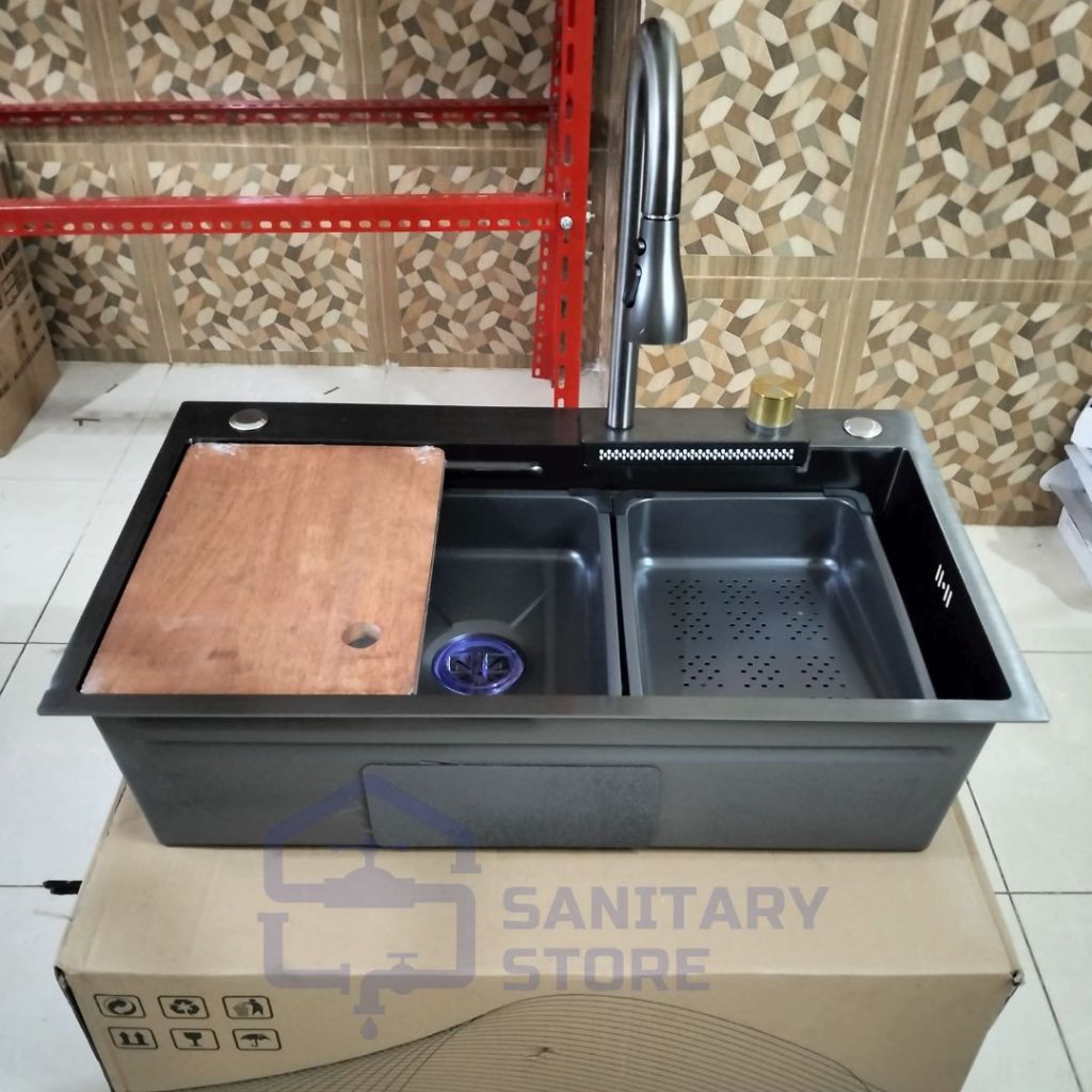 Kitchen Sink 75 x 45 / Kitchen Sink Luxury Full Set / Kitchen Sink Full Set Kran, Talenan, Peniris D