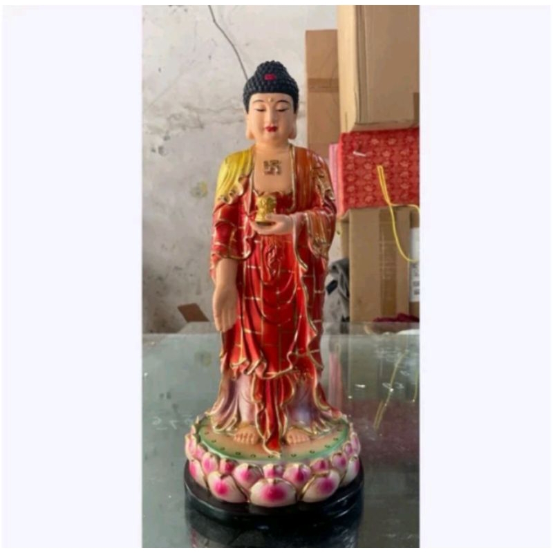patung buddha amitabha - fiber - 16inch