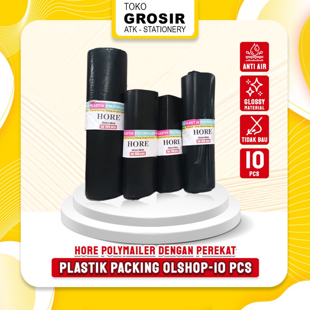 

(10 PCS) HORE Plastik Polymailer / Plastik Packing Online Shop dengan perekat isi 10 pcs/ Plastic Packing Paking Olshop