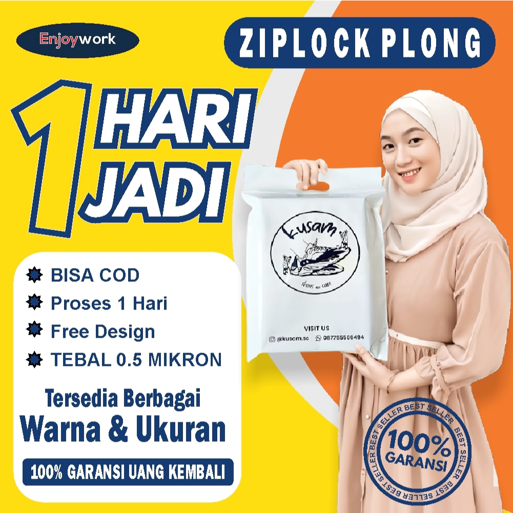Sablon Plastik Murah Ziplock Plong 30x38+7 Free Design Plastik Packing Olshop