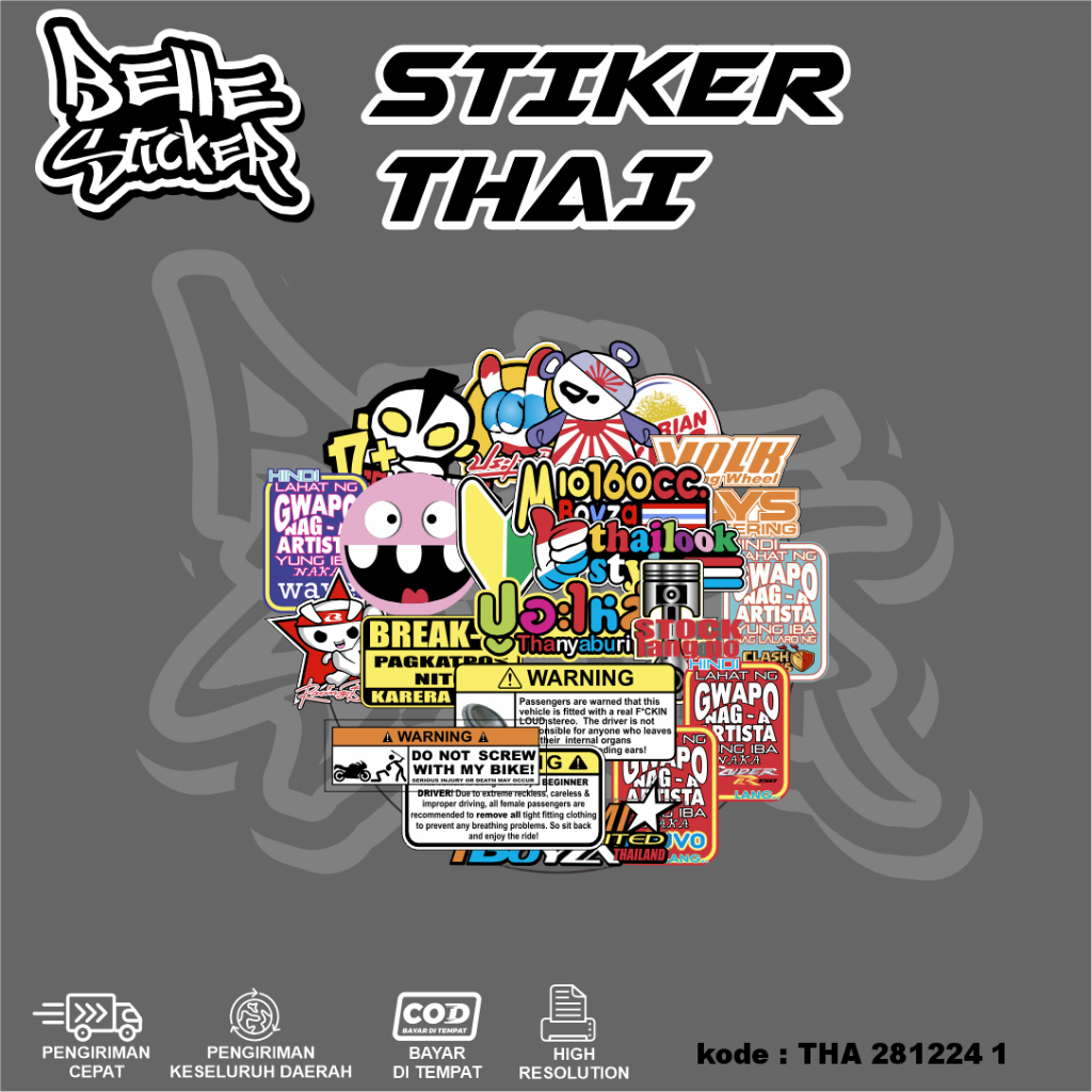 

Stiker Thailand Viral Waterproof Sticker Lucu Aesthetic Hiasan Laptop Tumbler Case Hp Stiker Laptop