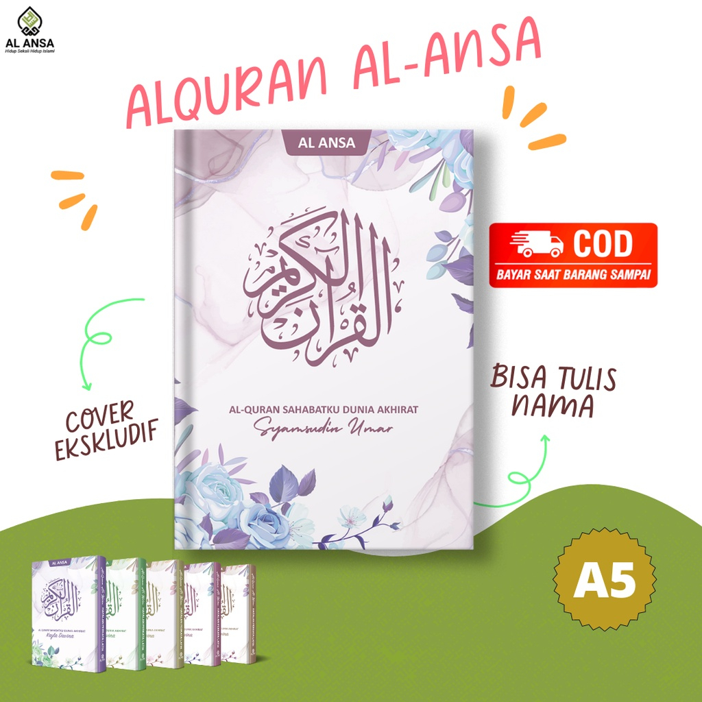 Alquran Jumbo Custom Nama by Al Ansa | Quran Custom Nama | Quran A4 | 8 Blok Warna | Terjemah Perkat