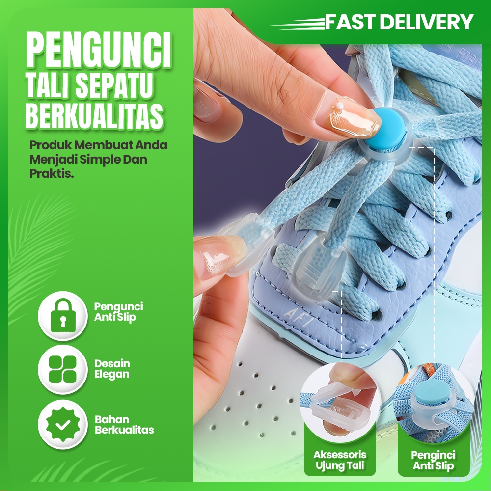 Pengunci Tali Sepatu Stopper Tali Cord Lock Jaket Sweter Hoodie Strap Ujung Tali Sepatu Elastis