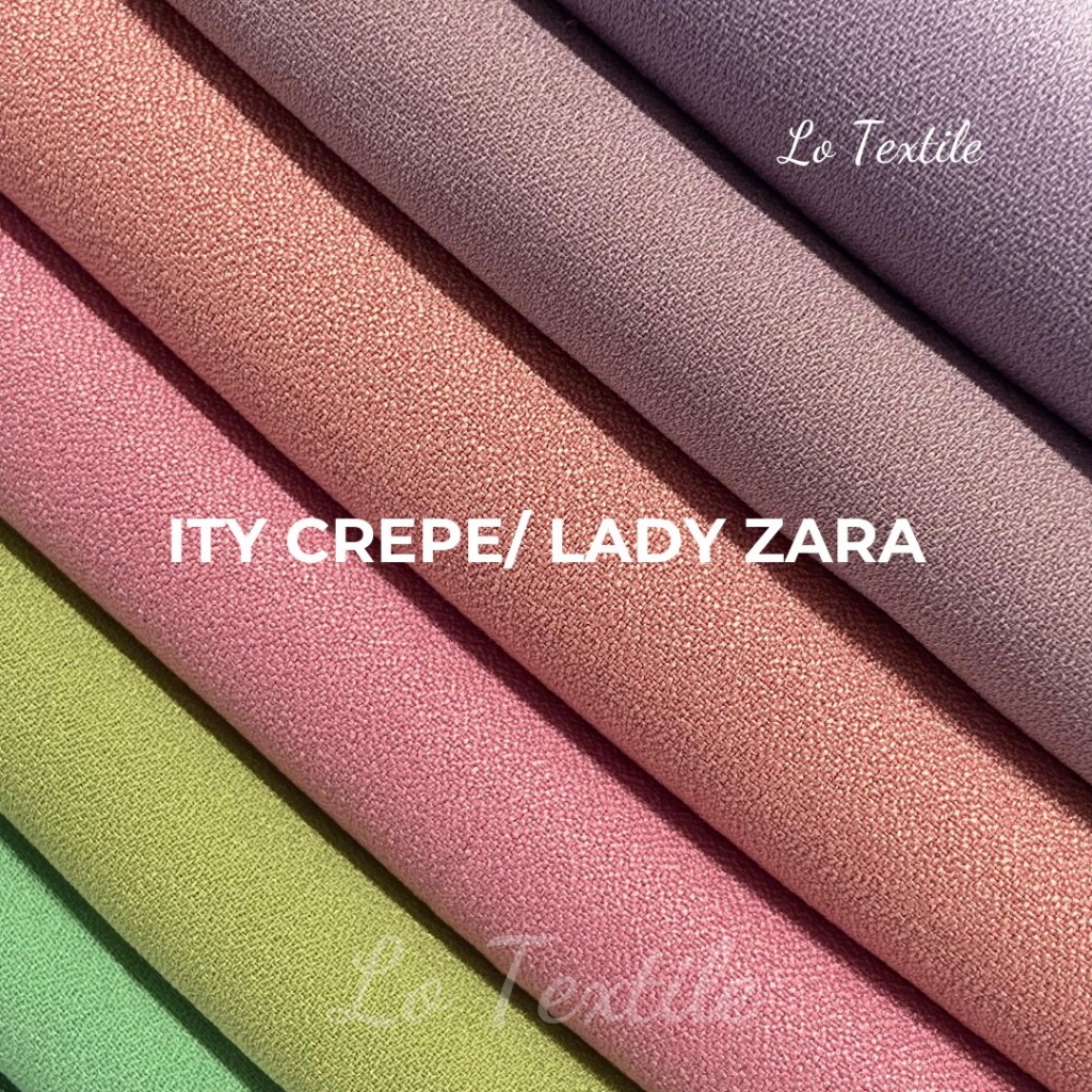 Kain Lady Zara Ity Crepe Premium 0.5 Meter (Seri 2) - Bahan Exclusive Lembut Stretch Gamis Murah