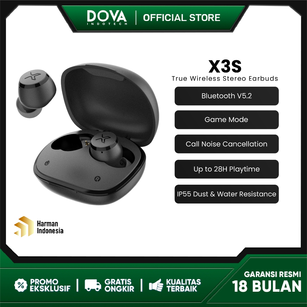 Edifier TWS X3S Earphone In-ear Bluetooth 5.2, Dynamic Driver 8mm, IP55 Water Resistant