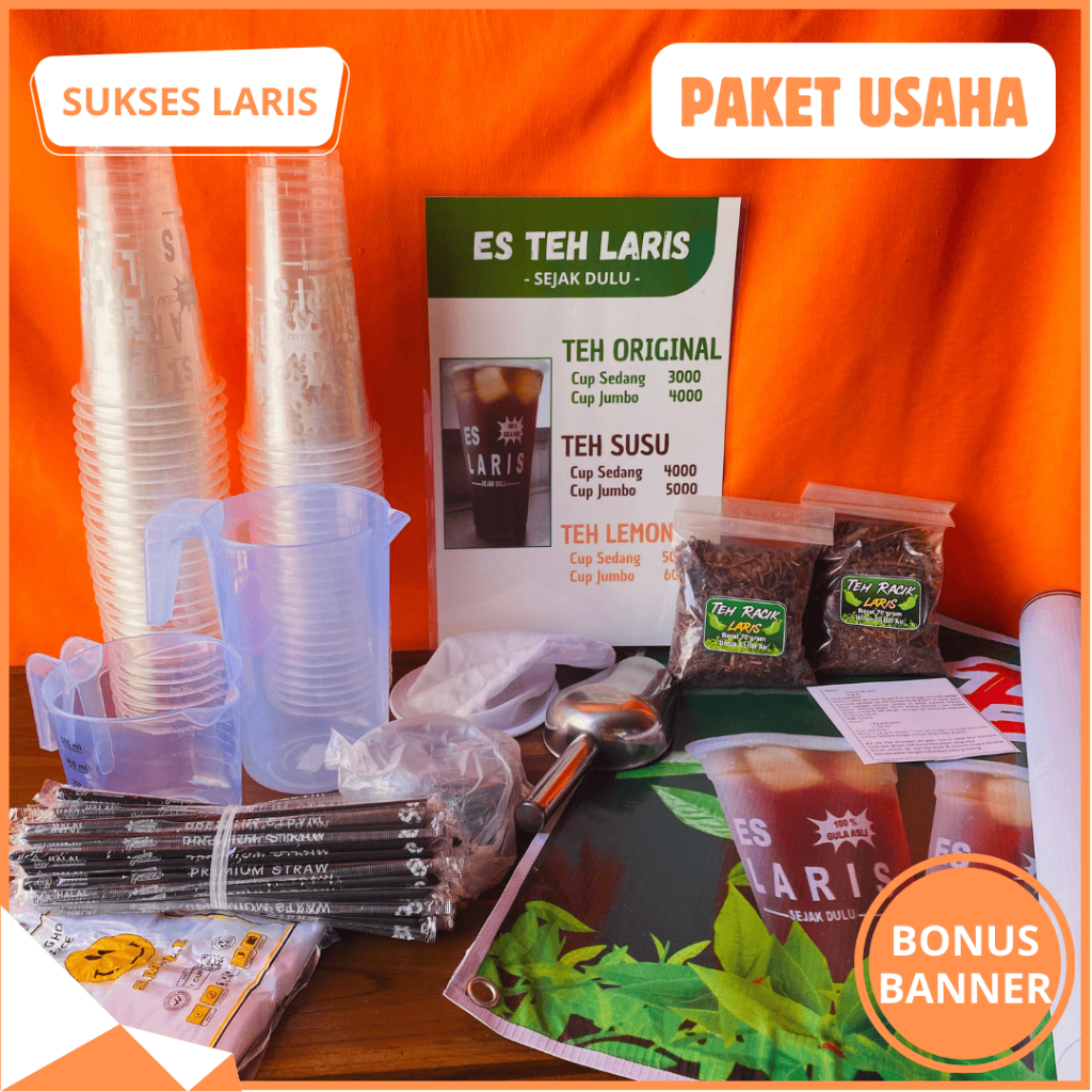 

PAKET USAHA ES TEH JUMBO 50 CUP | PAKET USAHA MINUMAN KEKINIAN ES TEH LARIS | TEH SOLO RACIKAN