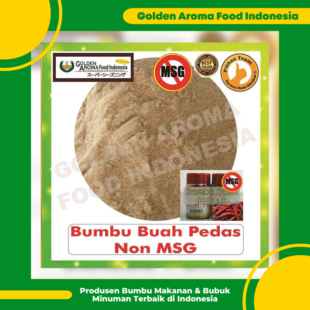 

Bumbu Buah Pedas Non MSG 1 Kg Jual Spicy Fruit No MSG Seasoning Murah Elang Burung Kakak Tua GAFI