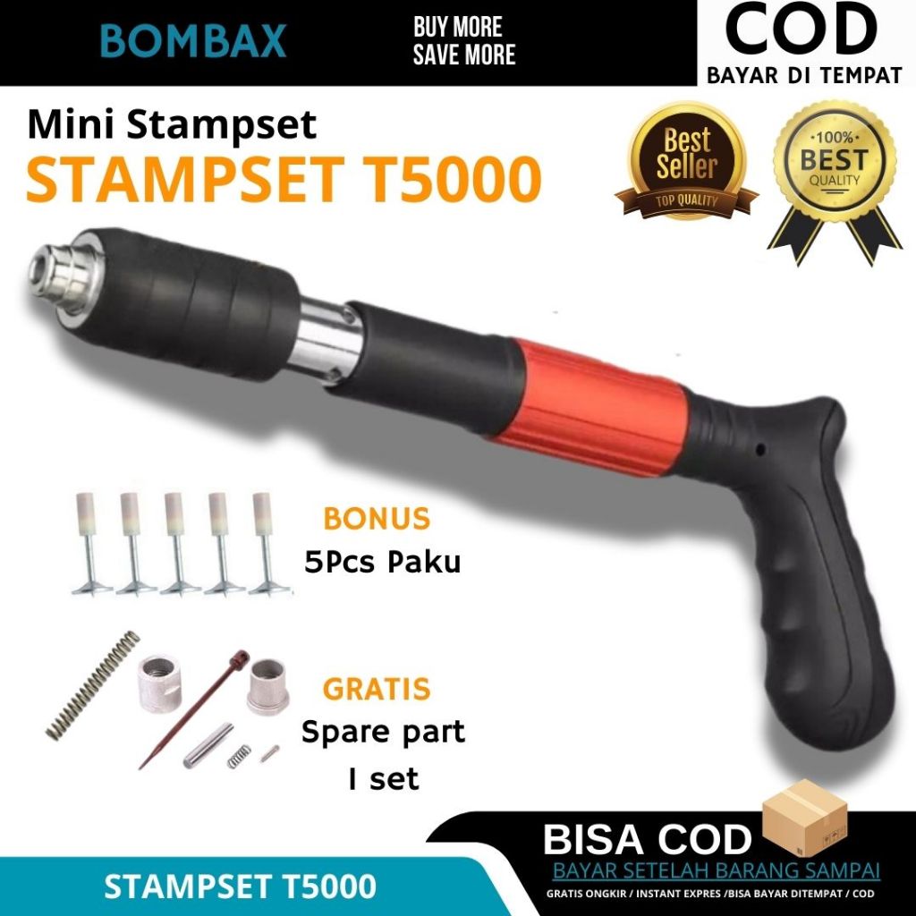 

Mini Stampset T5000 Paku Beton Besi dan Baja Ringan/ Paku Tembak Manual