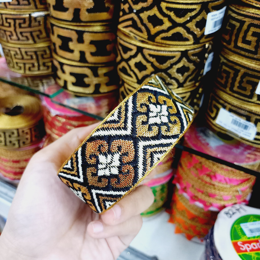 Renda Tepi Gold Renda Hiasan Baju Lebar 5cm Dijual Roll