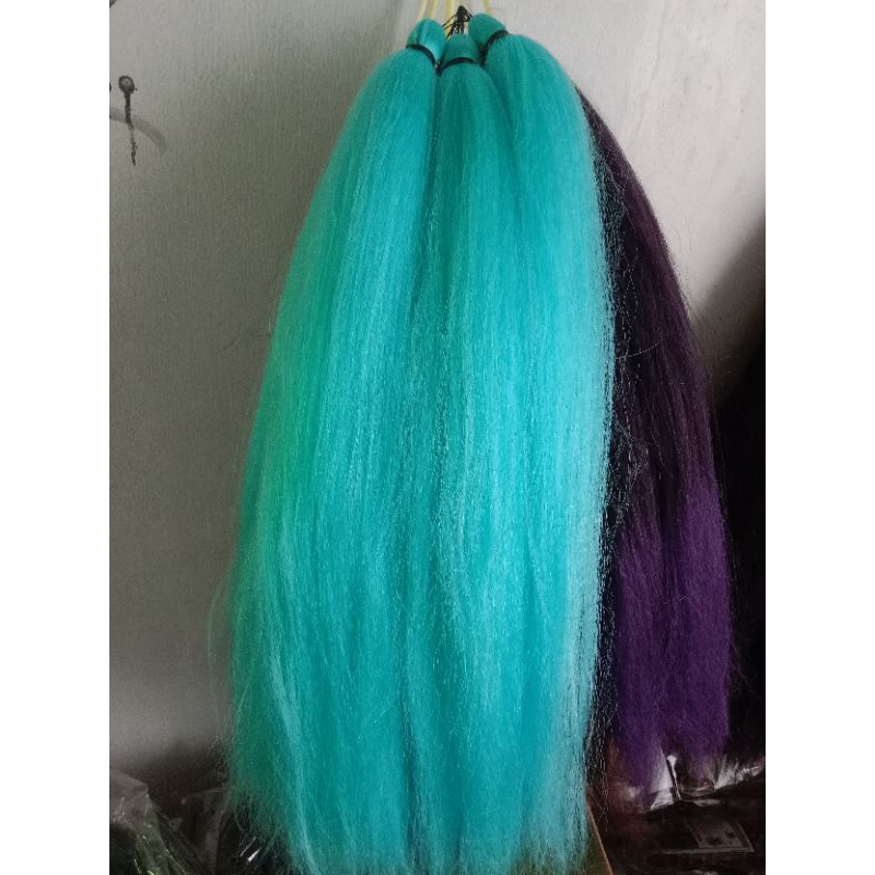 Rambut sambung cemara polosan warna biru tosca