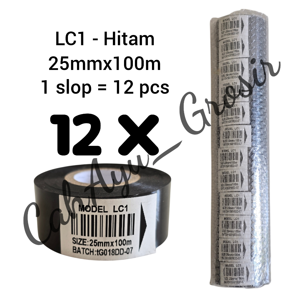 

12pcs - Ribbon Hot Foil LC1 25mm x 100m Pita Tinta Coding Expired Hot Stamping Foil