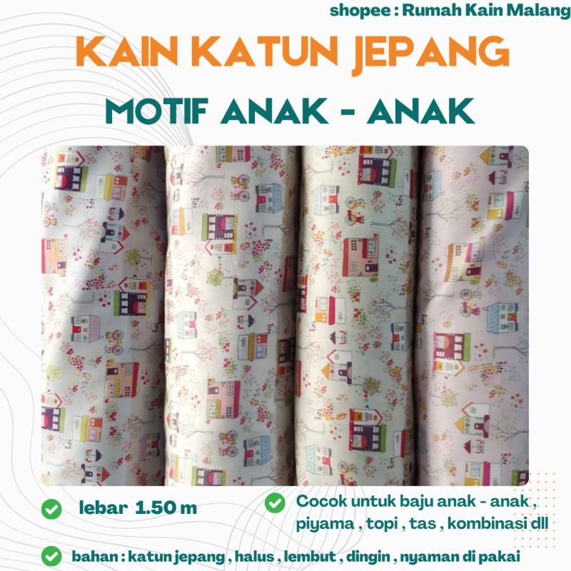 KAIN KATUN JEPANG ORIGINAL MOTIF ANAK - ANAK ( HARGA PER 0.5 METER )