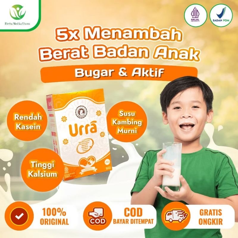

SUSU URRA Susu Penambah Berat Dan Tinggi Badan Anak Susu Kambing Sannen Rasa Original 200gram