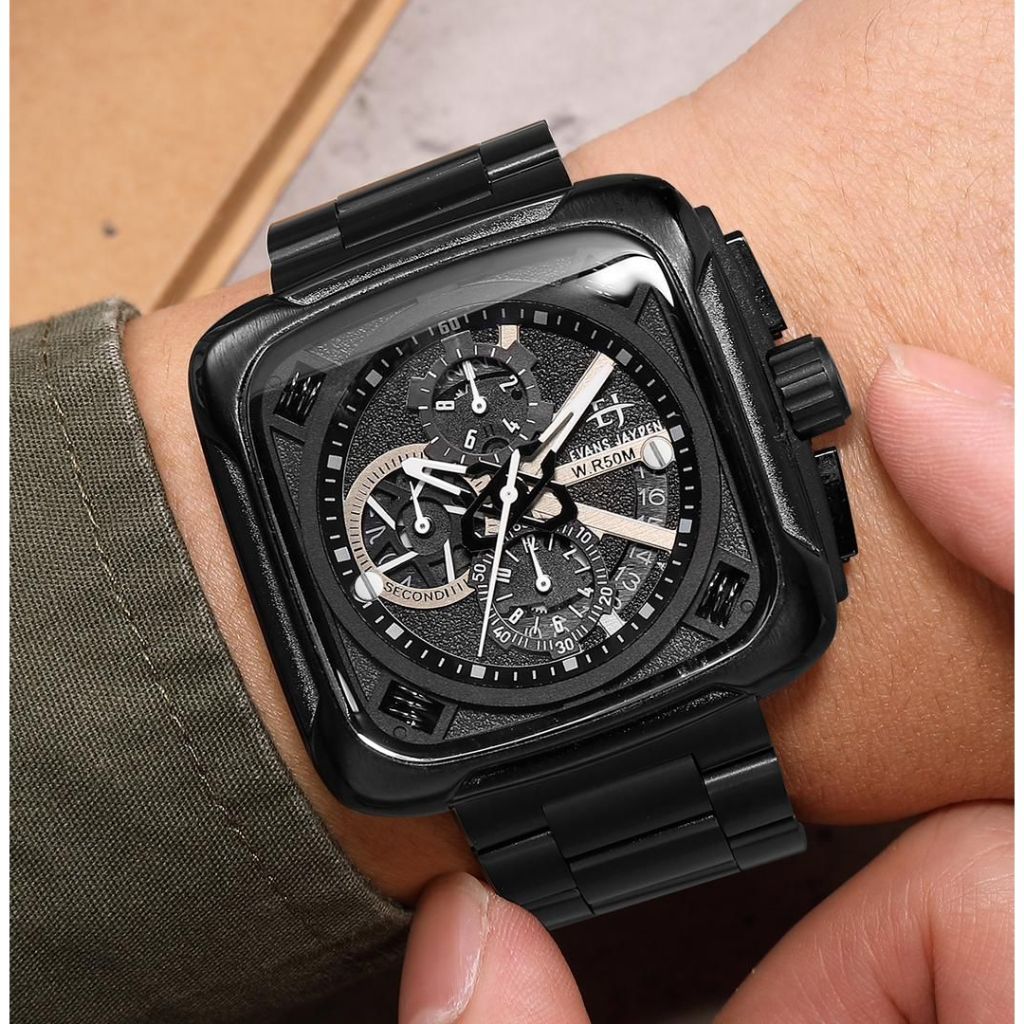 JAM TANGAN CHRONOGRAPH EVANS JAYDEN EJ-9555 RANTAI WATER RESISTANT